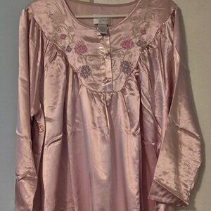 Comfort Choice Full Length Long Sleeve Nightgown Robe Pink Women's Plus 1X NEW!!